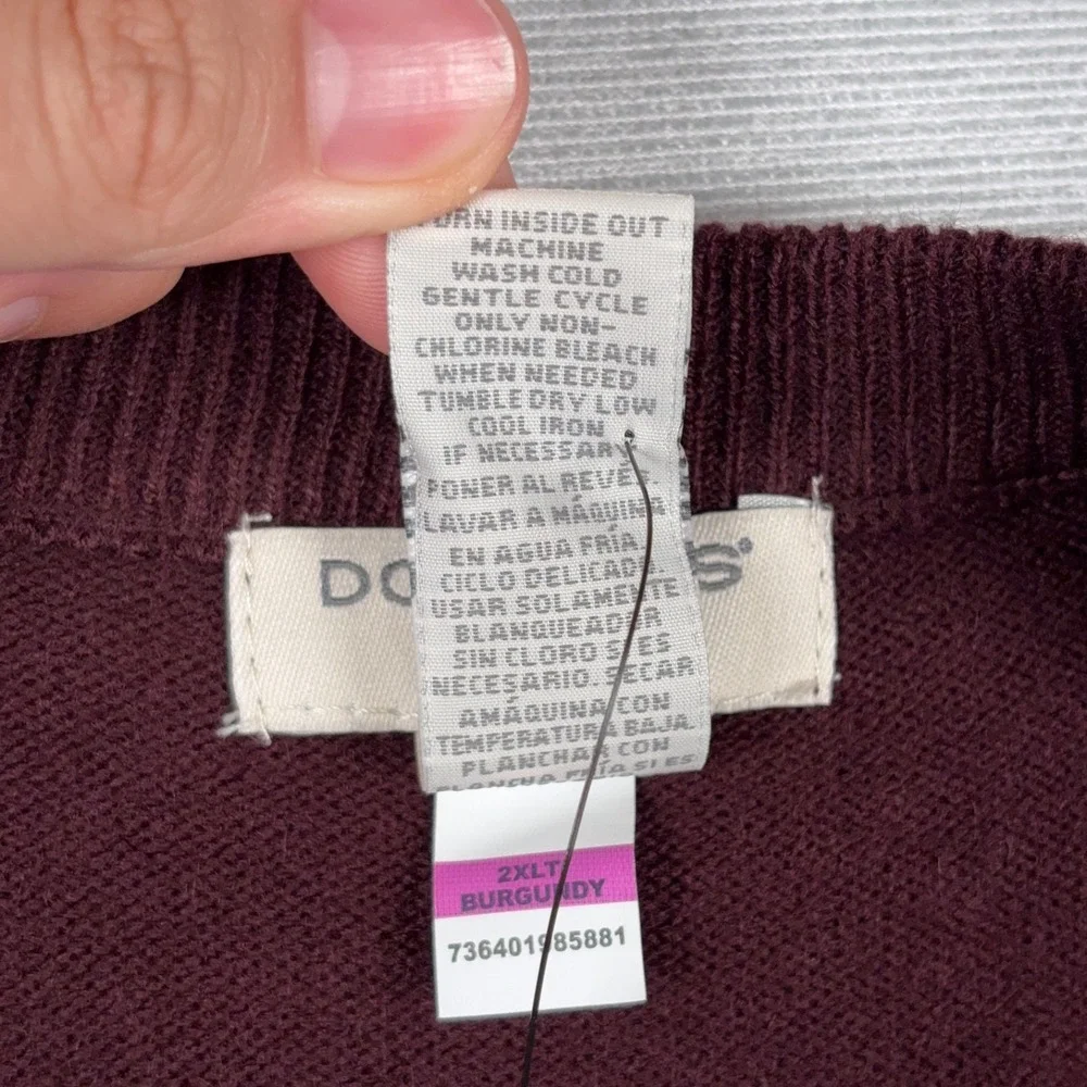 Dockers Sweater Mens 2XLT Burgundy Acrylic Long Sleeve Argyle Crew Neck NEW